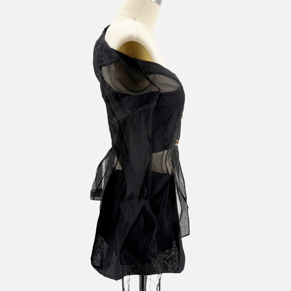 A.W.A.K.E. MODE Off-The-Shoulder Sheer Blouse Top Black - Picture 2 of 11